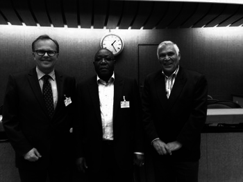 Volksanwalt Günther Kräuter mit ICC Präsident Laurence Mushwana und IOI Vize-Präsident John Walters (von links nach rechts)