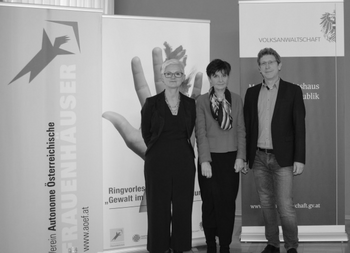 Maria Rösslhumer, Andrea Berzlanovich und Volksanwalt Achitz