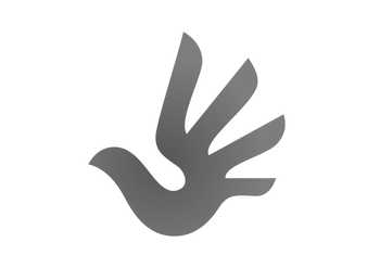 Logo Menschenrechte: stilisierte blaue Taube mit vier Federn